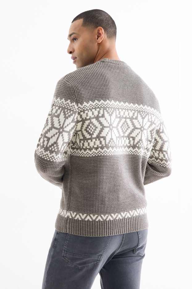 Men - Jumper - patterned - textured - gray-melange
