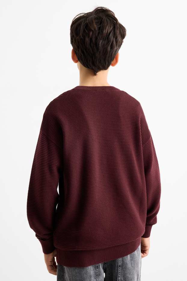 Kinder Buben - Pullover - gerippt - bordeaux