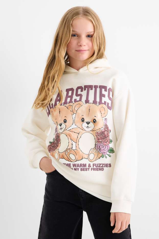 Enfants filles - Teddy bear - sweat à capuche - blanc crème