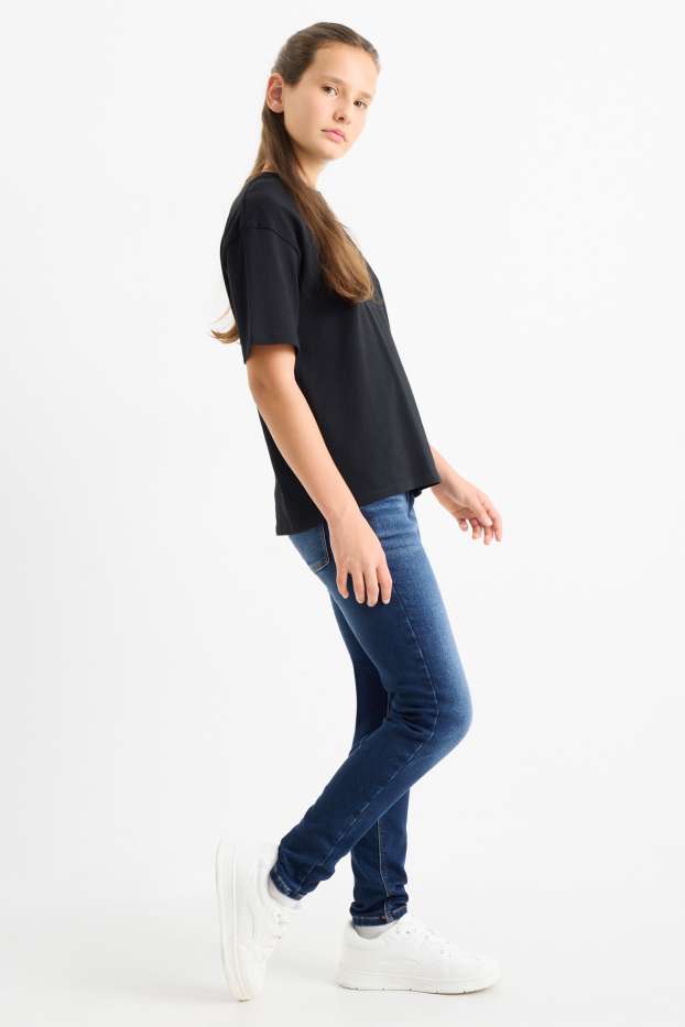 Kinder Mädchen - Skinny Jeans - Thermojeans - dunkeljeansblau