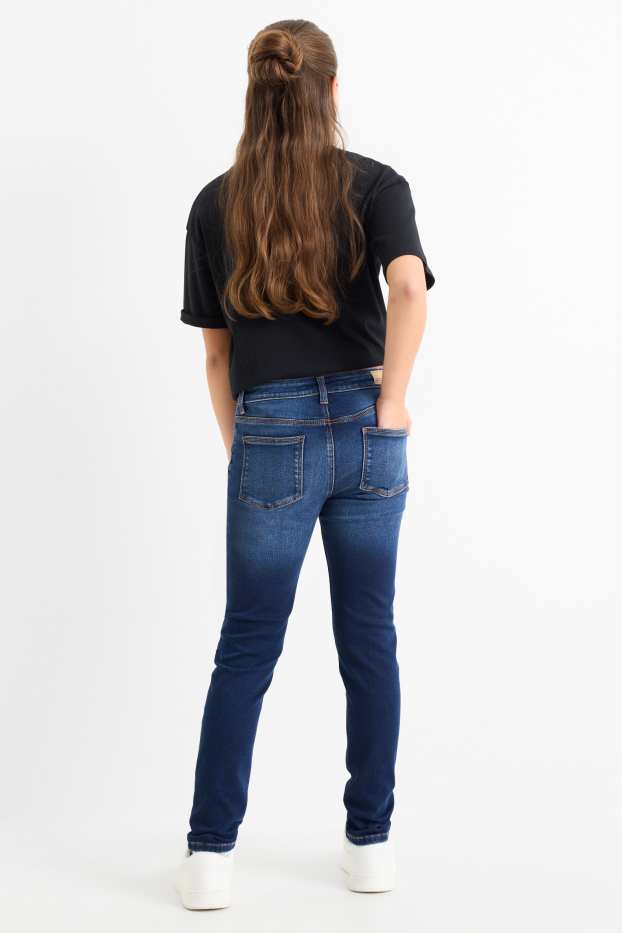 Kinder Mädchen - Skinny Jeans - Thermojeans - dunkeljeansblau