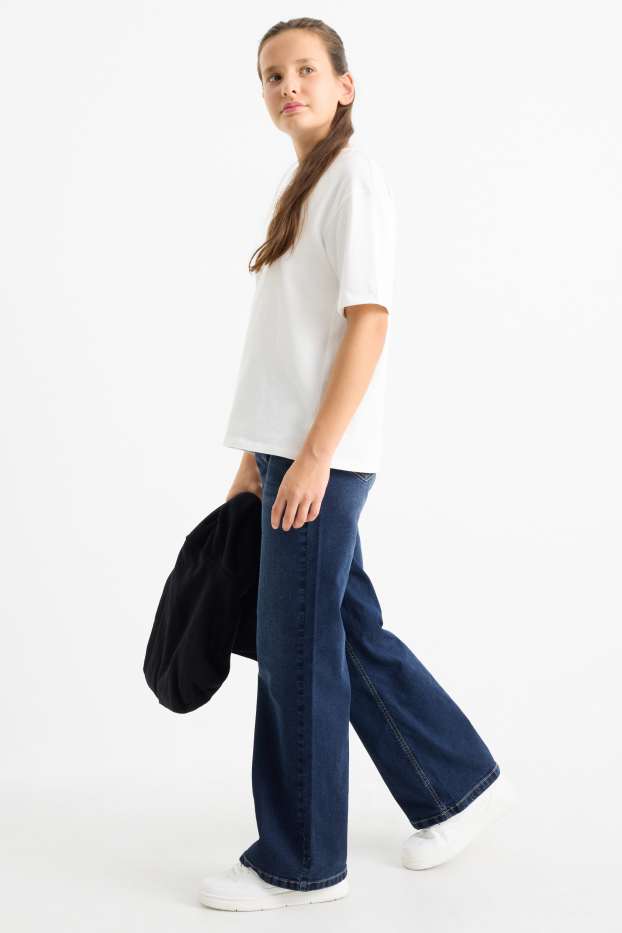 Kinder Mädchen - Wide Leg Jeans - dunkeljeansblau