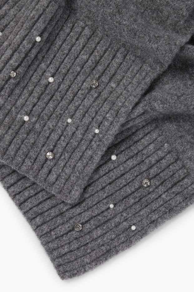 Damen - Schal mit Strasssteinen - grau
