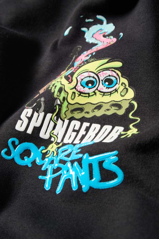 Děti - chlapci - Spongebob v kalhotách - mikina s kapucí - černá