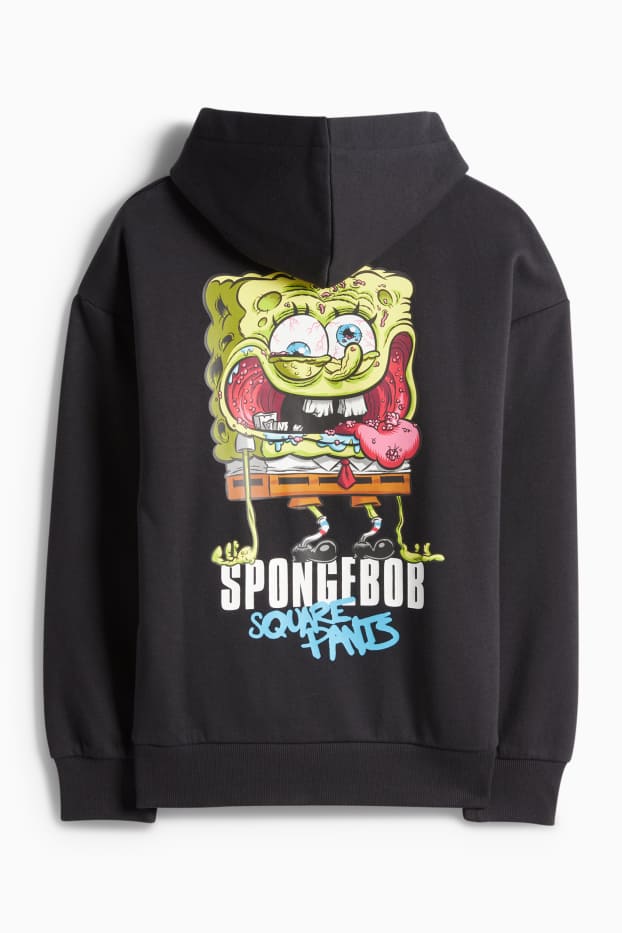 Děti - chlapci - Spongebob v kalhotách - mikina s kapucí - černá
