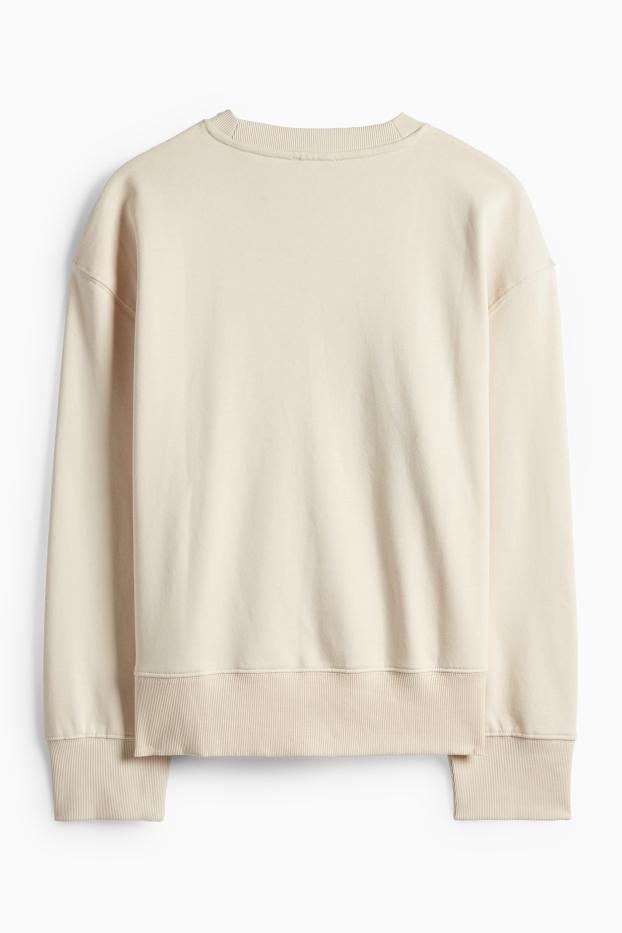 Femmes - Sweat orné de pierres de strass - beige