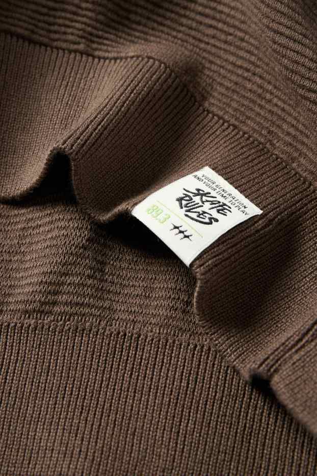 Děti - chlapci - Svetr - žebrovaný - tmavohnědá