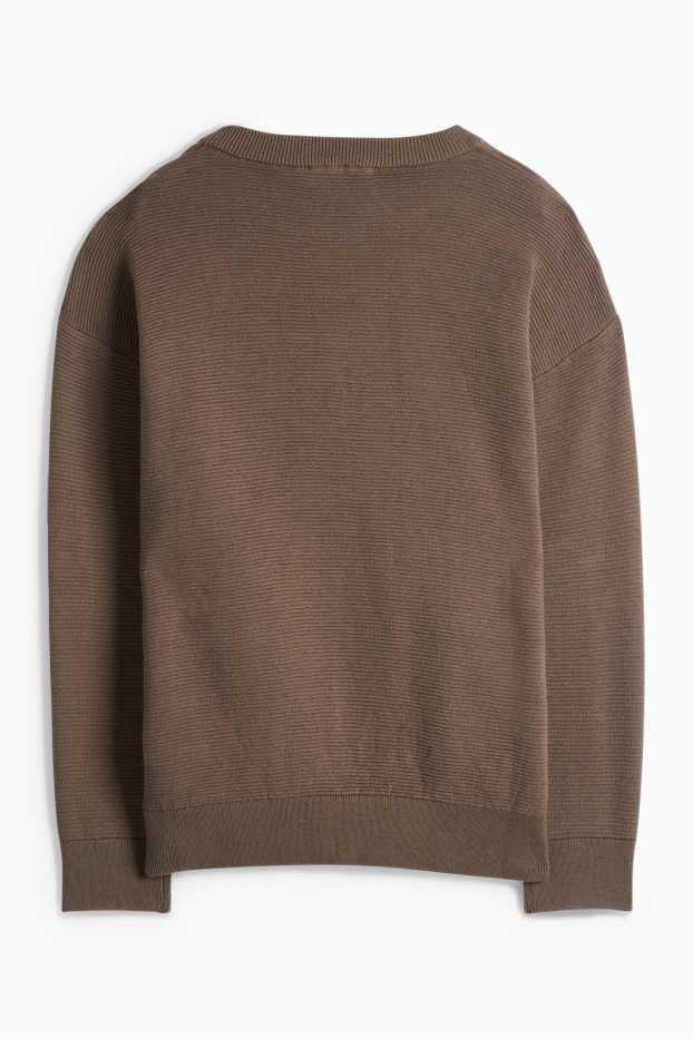 Děti - chlapci - Svetr - žebrovaný - tmavohnědá