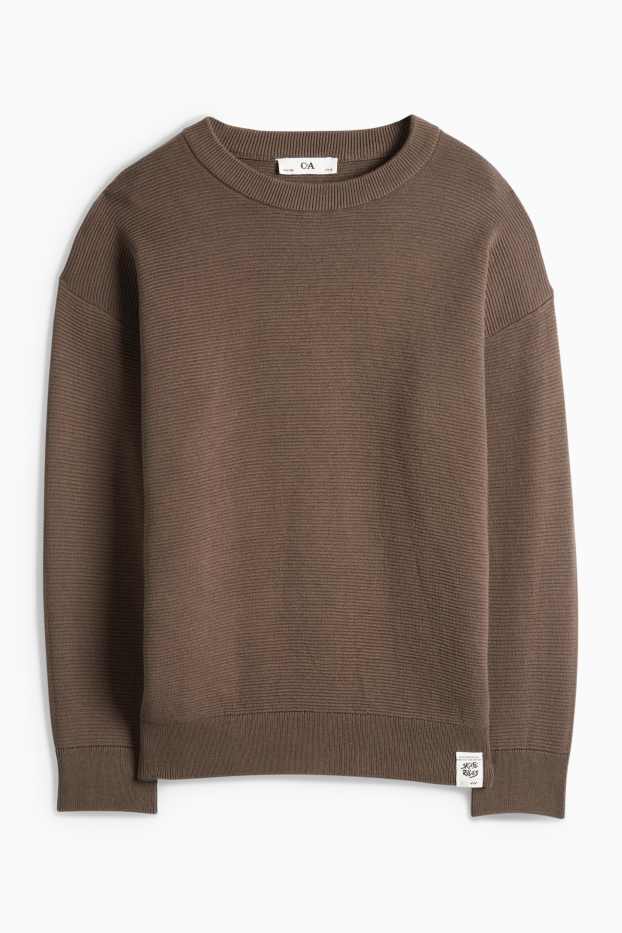 Děti - chlapci - Svetr - žebrovaný - tmavohnědá