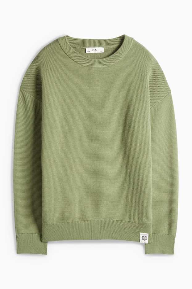 Děti - chlapci - Svetr - žebrovaný - zelená