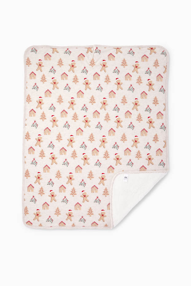 Unisex - Lebkuchen - Weihnachts-Baby-Decke - 100 x 85 cm - cremeweiß