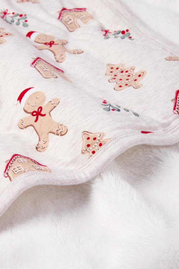 Unisex - Lebkuchen - Weihnachts-Baby-Decke - 100 x 85 cm - cremeweiß