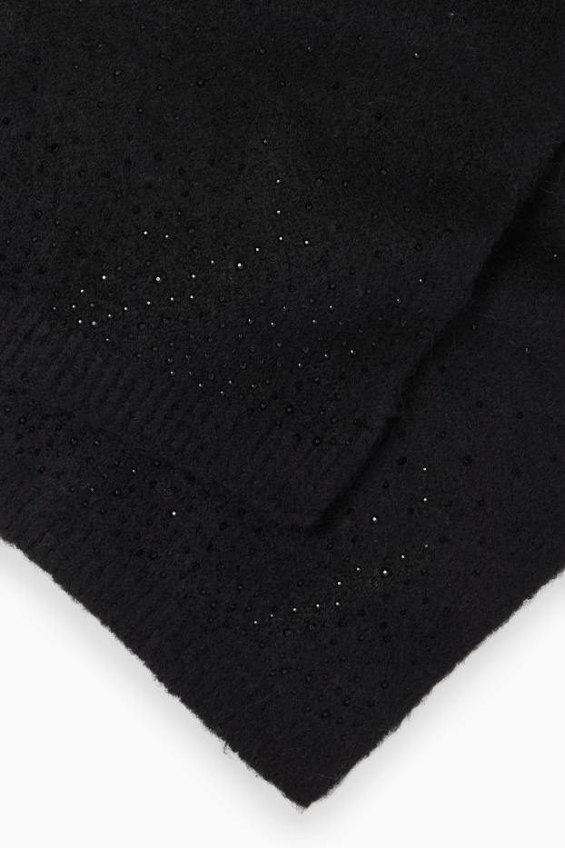 Dámské - Šála se štrasovými kamínky - černá