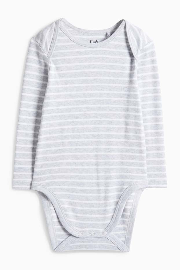 Unisex - Body pro miminka - pruhované - světle šedá