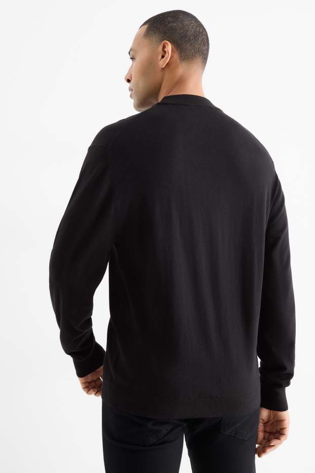 Bărbați - Pulover din tricot fin - negru