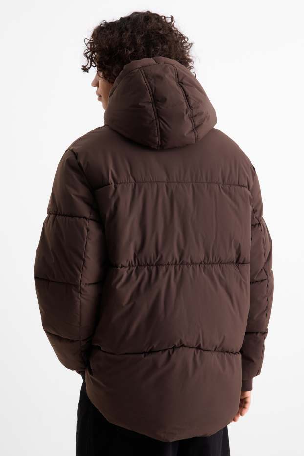 Herren - Steppjacke mit Kapuze - dunkelbraun