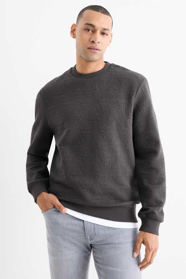 Men - Christmas sweatshirt - textured - dark gray
