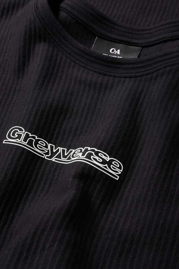 Uomo - T-shirt - relaxed fit - a coste - nero