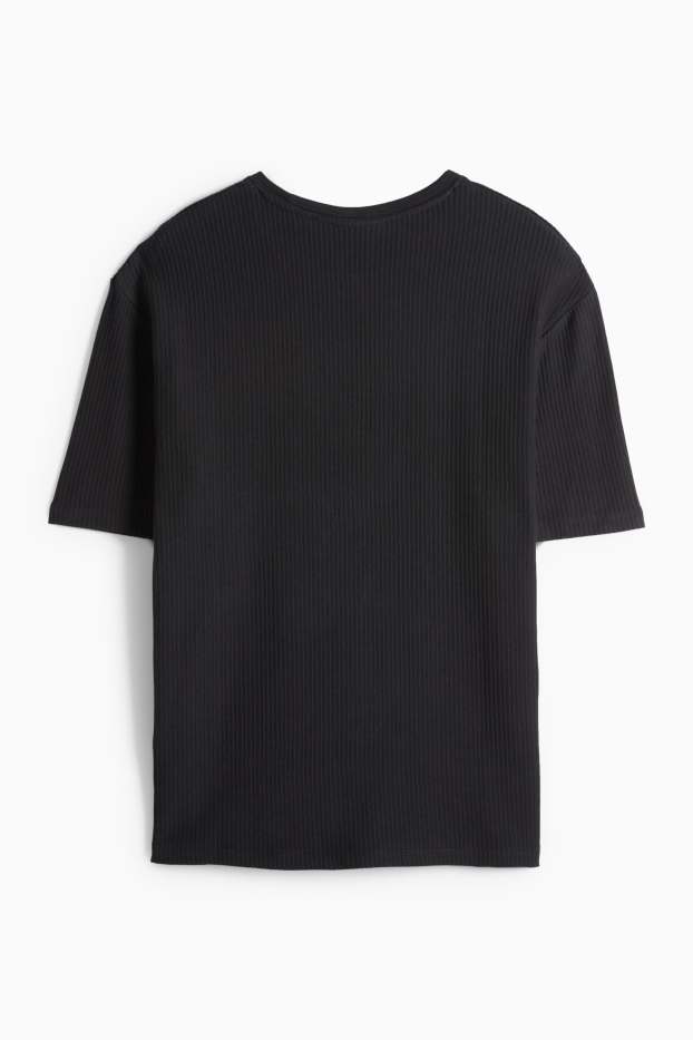 Uomo - T-shirt - relaxed fit - a coste - nero