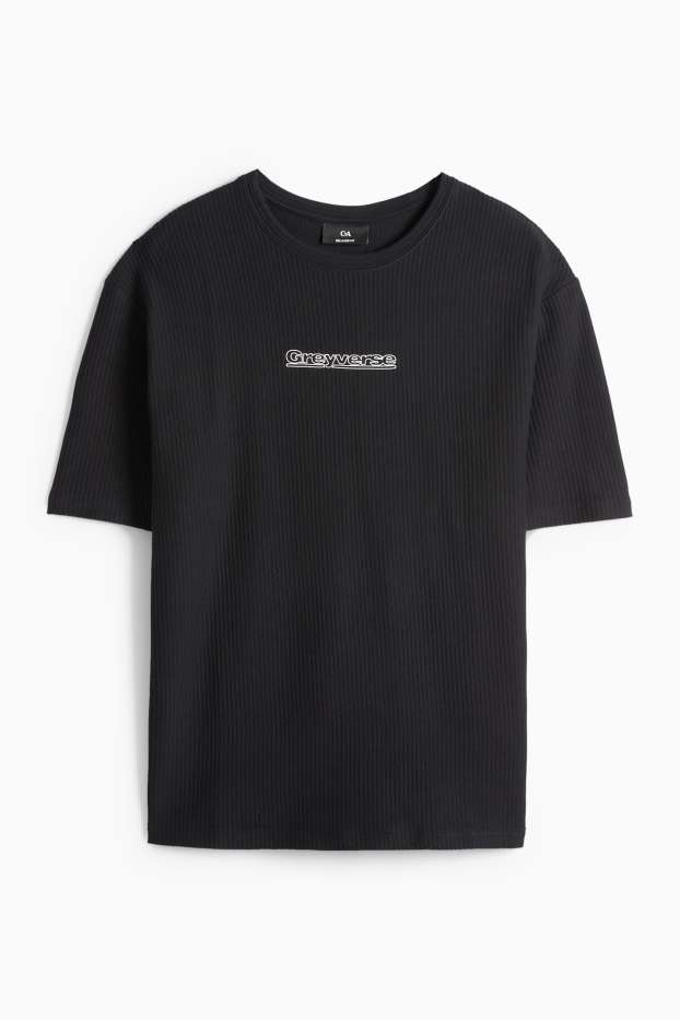 Uomo - T-shirt - relaxed fit - a coste - nero
