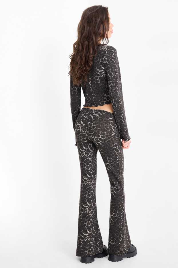 Donna - Leggings svasati - stampa leopardata - grigio scuro