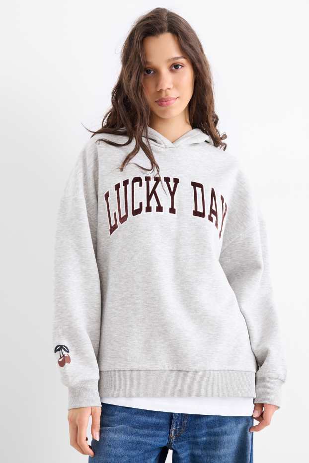 Damen - Hoodie - Oversized - hellgrau-melange