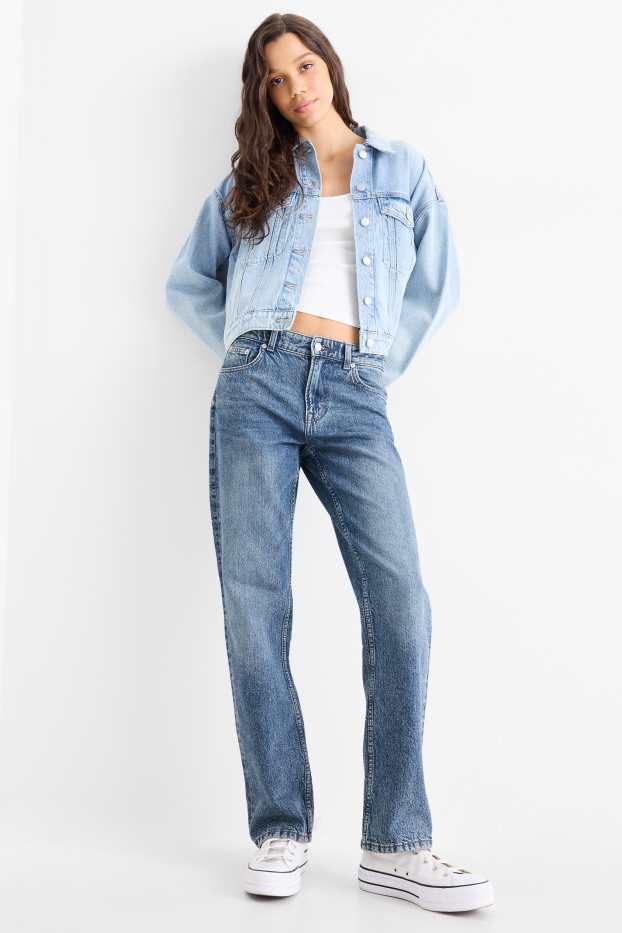 Damen - Straight Jeans - Low Waist - jeansblau