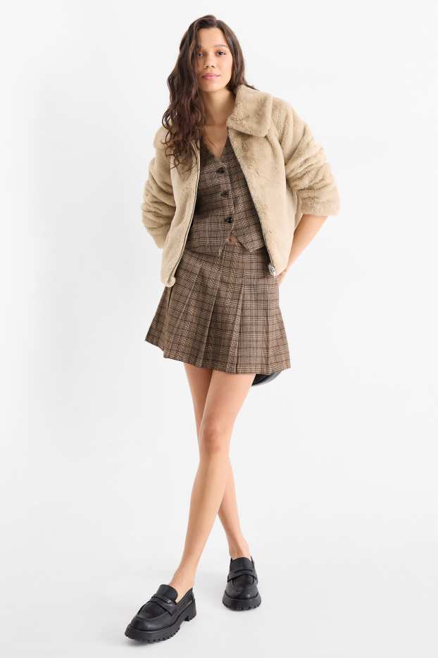 Femmes - Jupe-short - à carreaux - marron clair