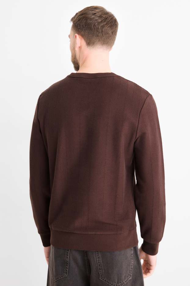 Herren - Sweatshirt - strukturiert - dunkelbraun