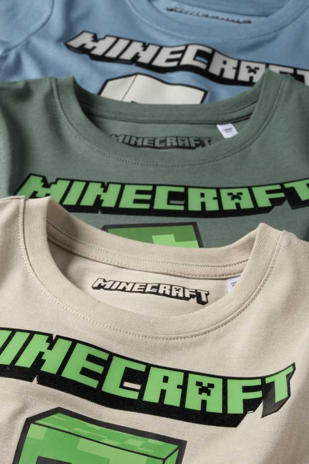 Enfants garçons - Lot de 3 - Minecraft - hauts à manches longues - bleu  / beige