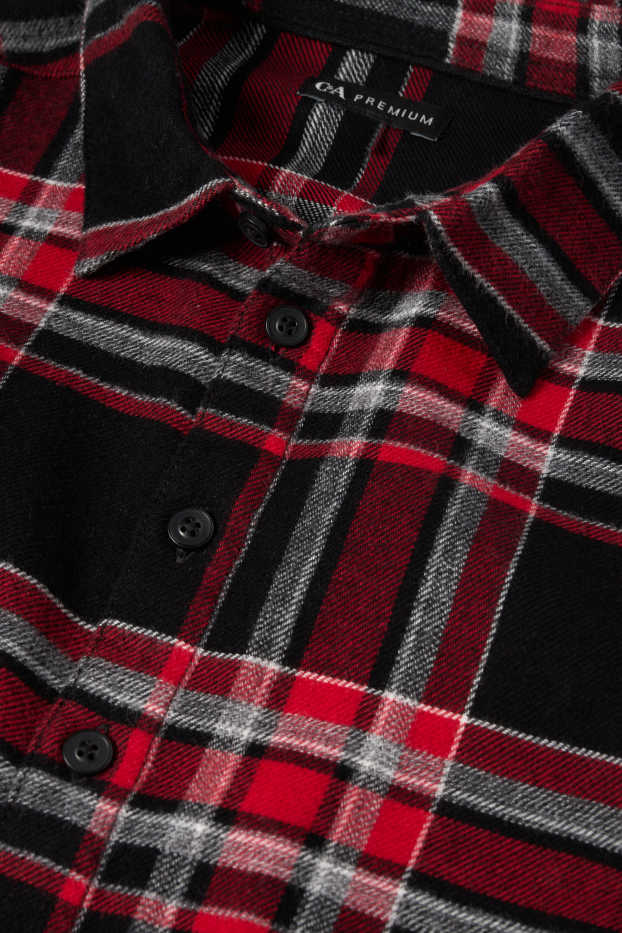 Children Boys - Flannel shirt - check - red / black