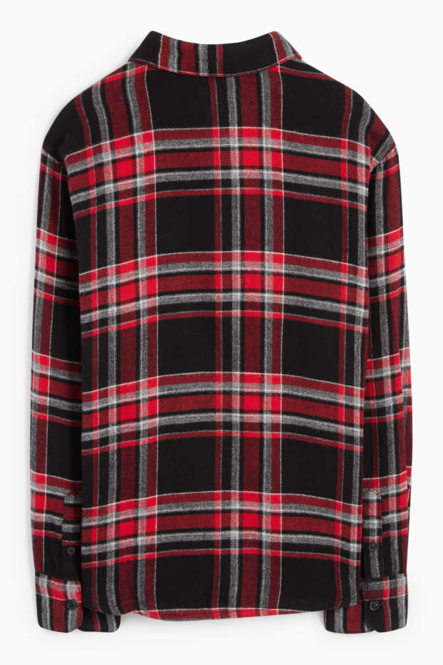 Children Boys - Flannel shirt - check - red / black