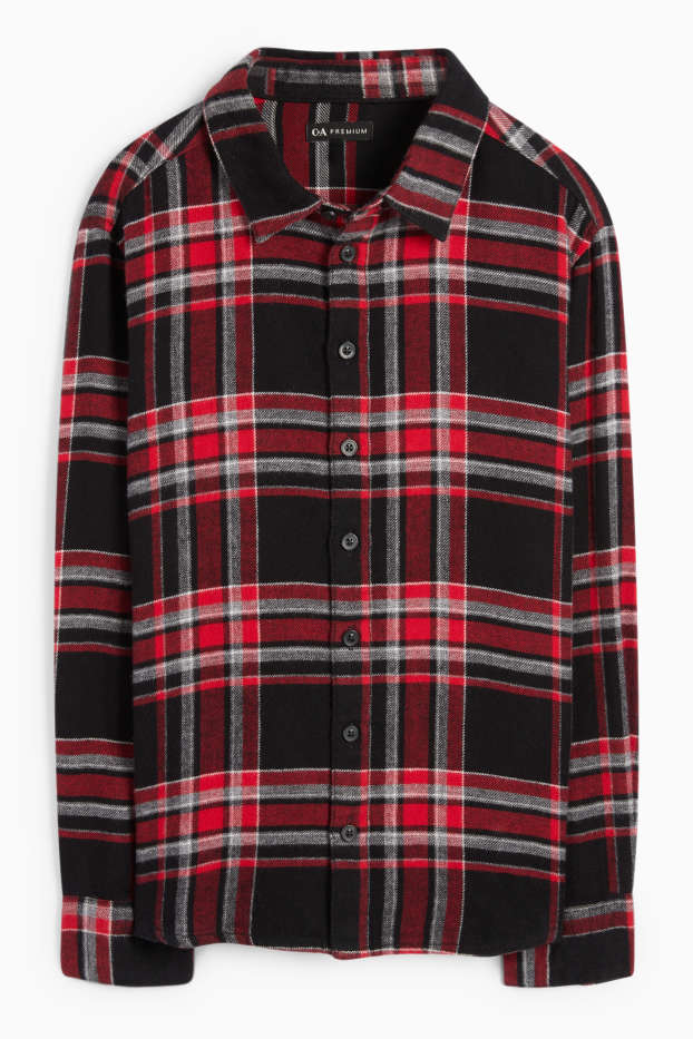 Bambini - Camicia di flanella - a quadretti - rosso / nero