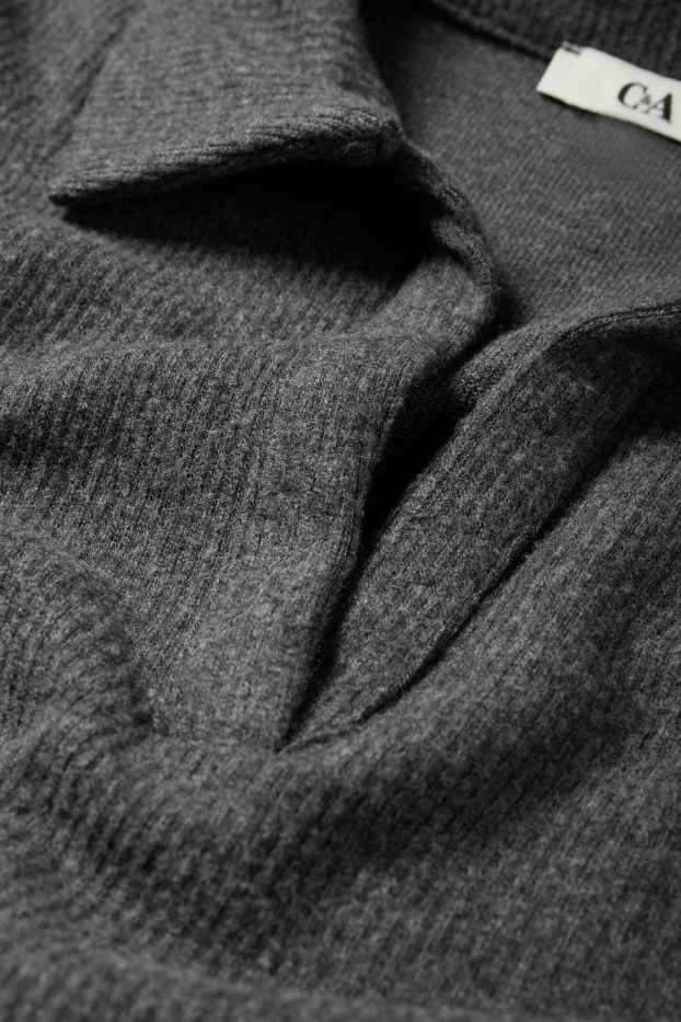 Women - A-line dress - ribbed - dark gray