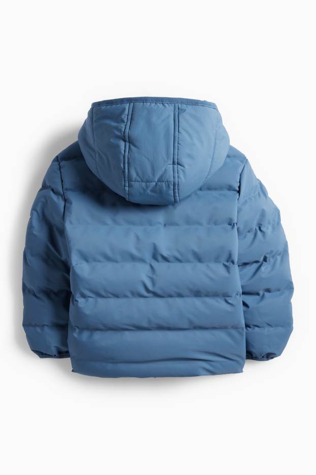 Děti - chlapci - Prošívaná bunda s kapucí - z vodoodpudivého materiálu - modrá