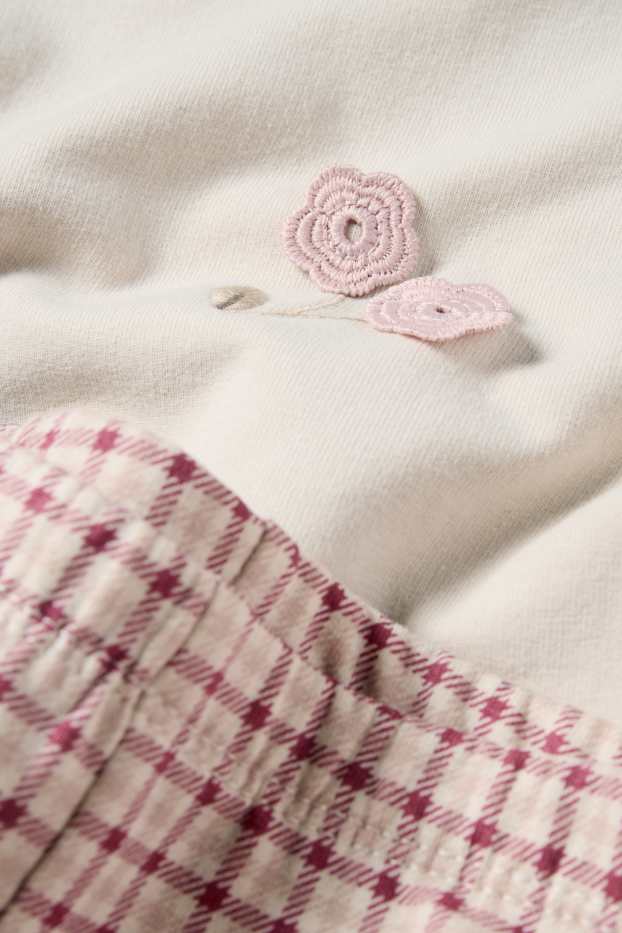 Miminka - dívky - Květiny - outfit pro miminka - 2dílný - béžová