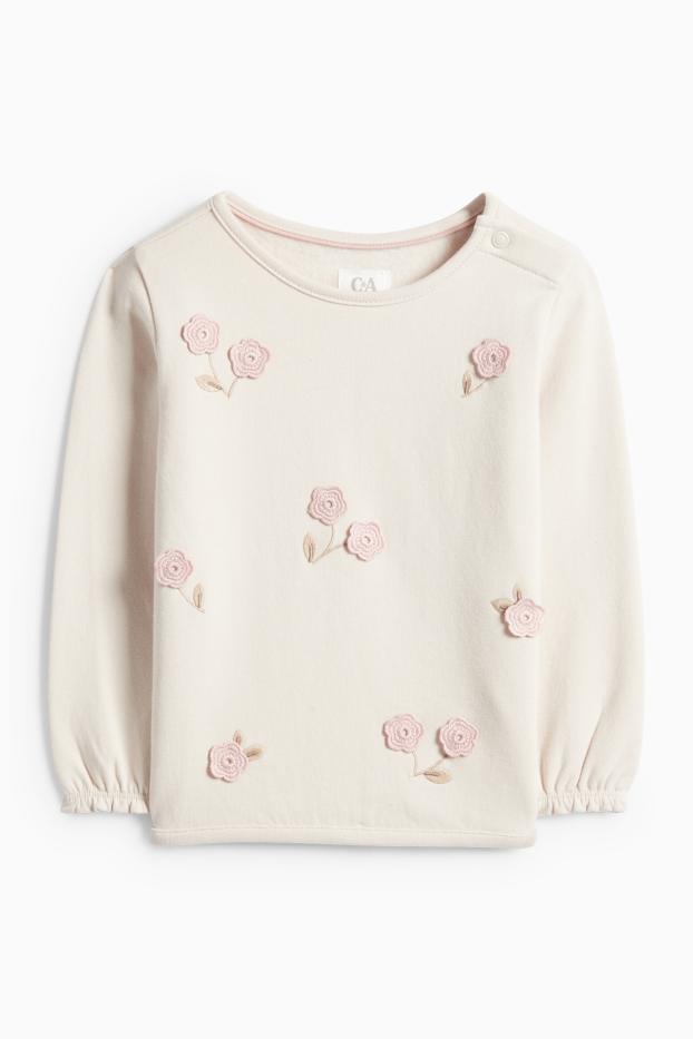 Miminka - dívky - Květiny - outfit pro miminka - 2dílný - béžová