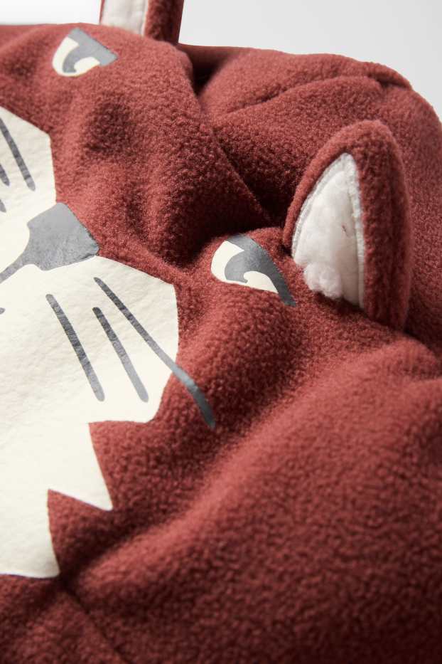 Děti - chlapci - Liška - fleecová mikina s kapucí - hnědá