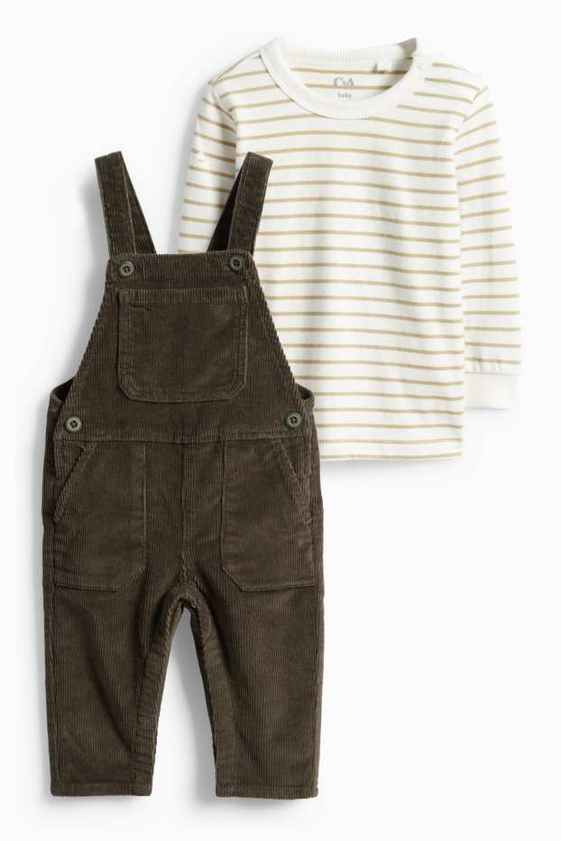 Miminka - chlapci - Outfit pro miminka - tmavozelená/bílá