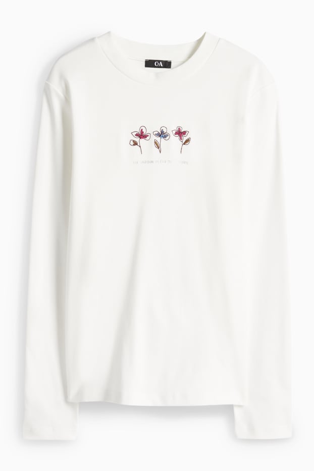 Dámské - Tričko s dlouhým rukávem - regular fit - bílá