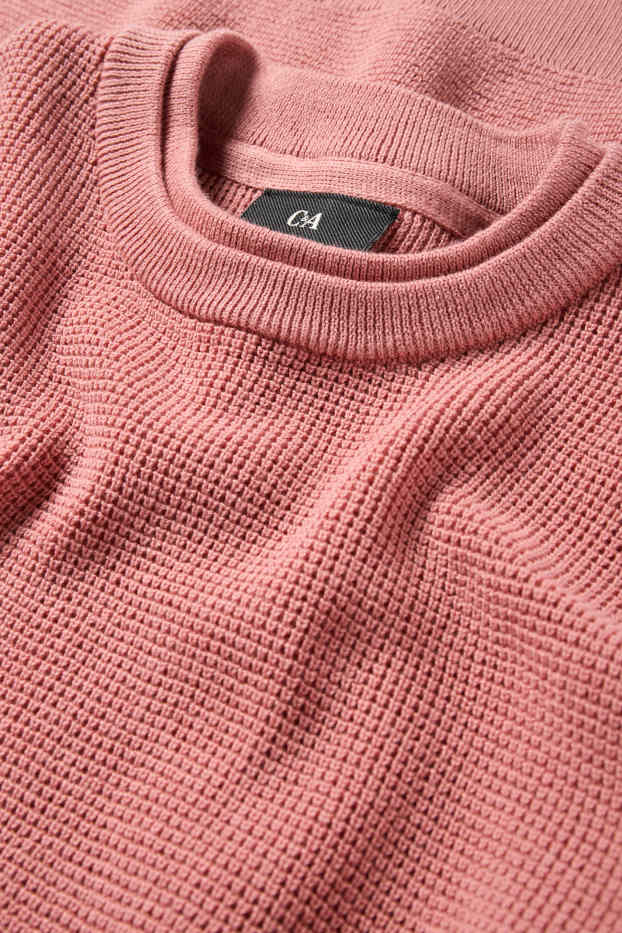 Pánské - Svetr - strukturovaný - růžová