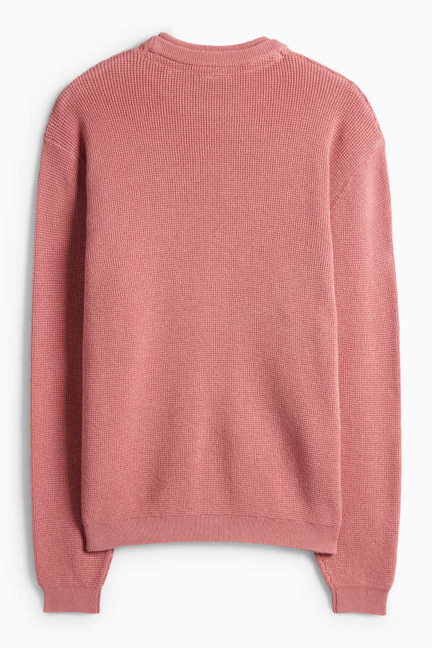 Pánské - Svetr - strukturovaný - růžová
