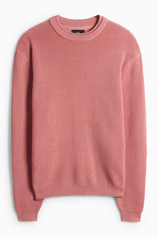 Pánské - Svetr - strukturovaný - růžová