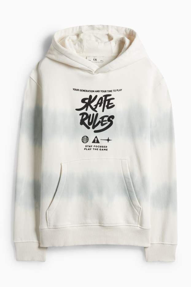 Enfants garçons - Skateur - sweat à capuche - à motif - blanc crème