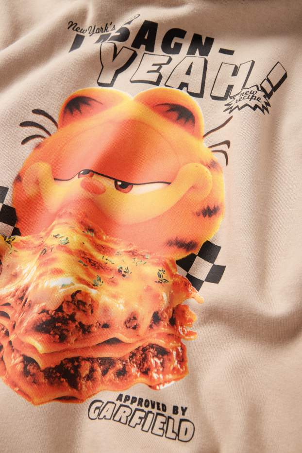 Děti - chlapci - Garfield - mikina s kapucí - béžová