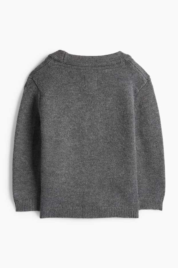 Miminka - chlapci - Pletený kardigan pro miminka - tmavošedá