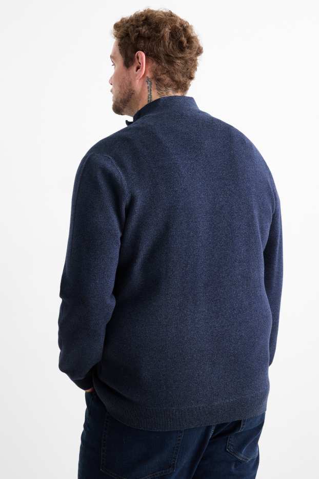 Men - Jumper - textured - dark blue