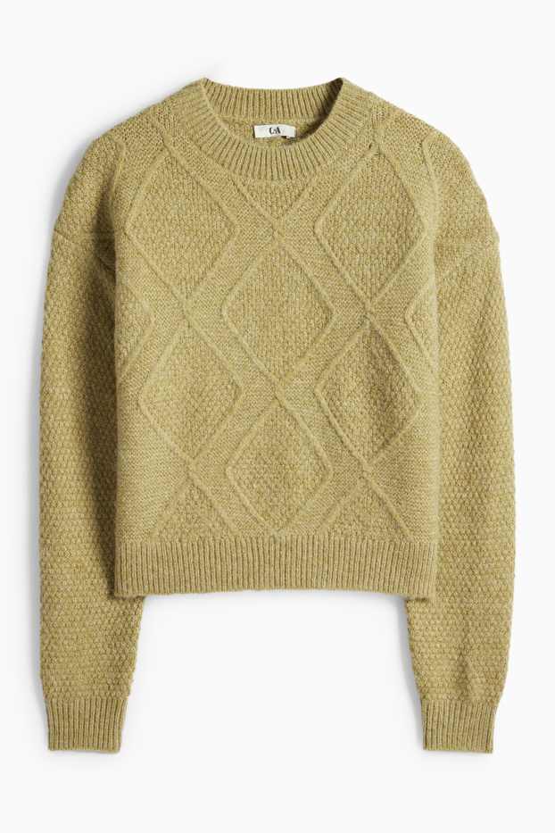 Femei - Pulover - structurat - verde deschis