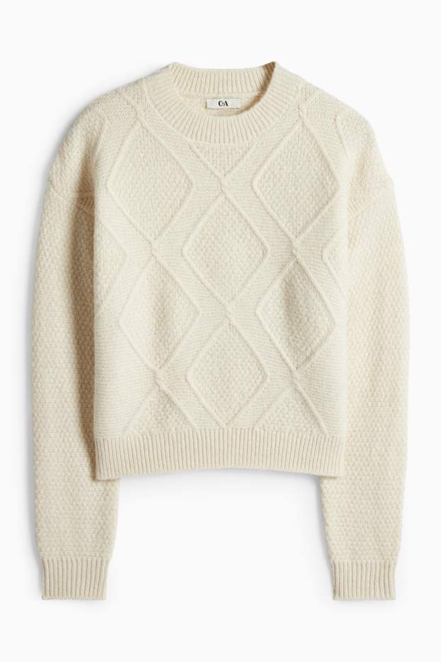 Dámské - Svetr - strukturovaný - krémové barvy