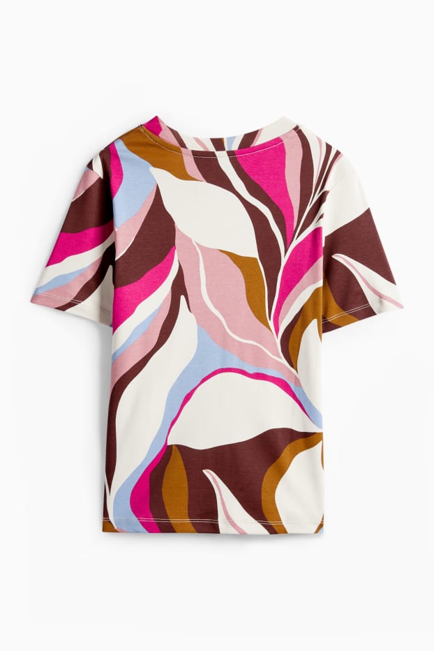 Dames - T-shirt - relaxed fit - met patroon - bruin